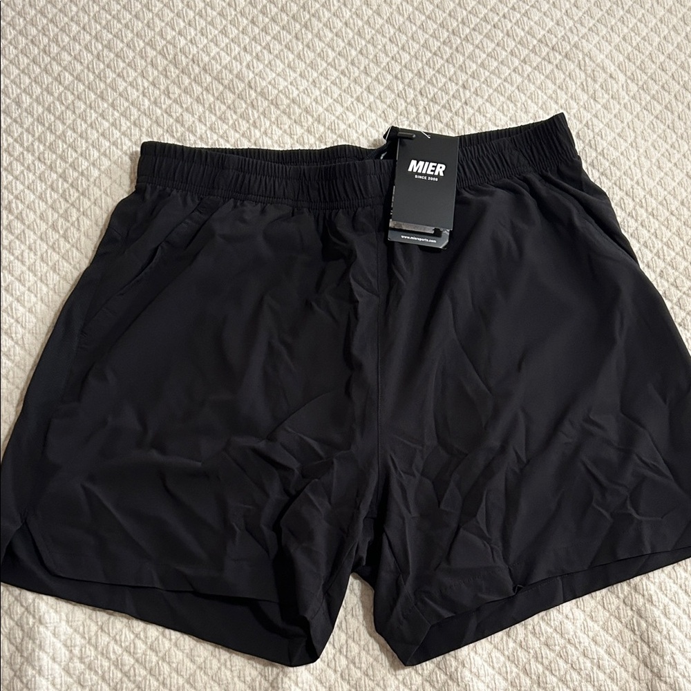 MIER Men's Black Athletic Shorts - size L Lightweight Performance